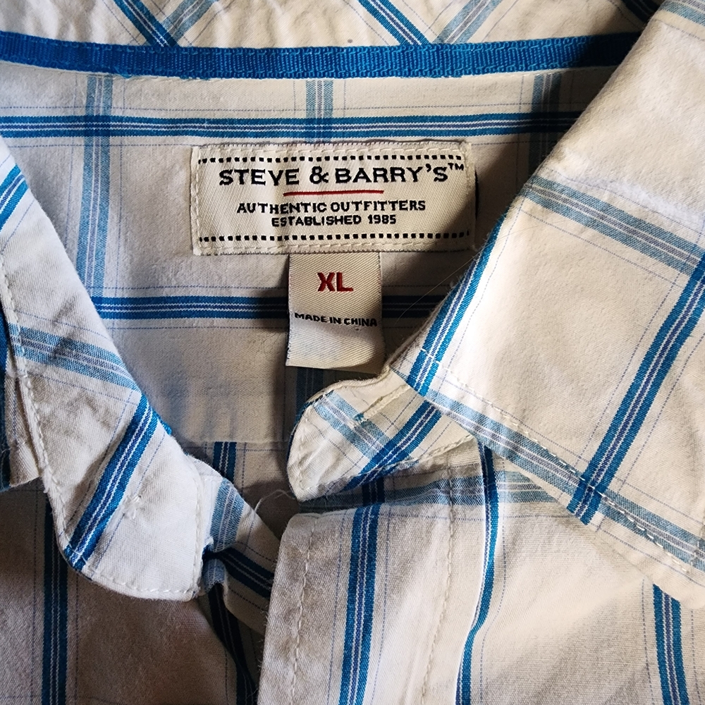 Steve & Barry's Men's Blue Plaid Shirt